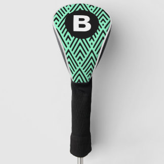 Couvre-club De Golf Vert menthe tendance motif chevron monogramme
