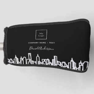 Couvre-club De Golf Ville skyline noir blanc logo d'entreprise immobil