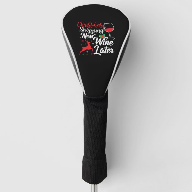 Couvre-club De Golf Vin de Noël maintenant plus tard (Devant)