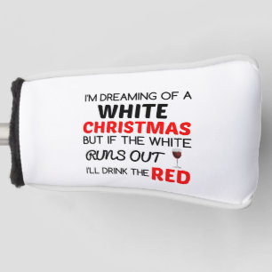 COUVRE-CLUB DE GOLF VIN ROUGE DE NOËL BLANC