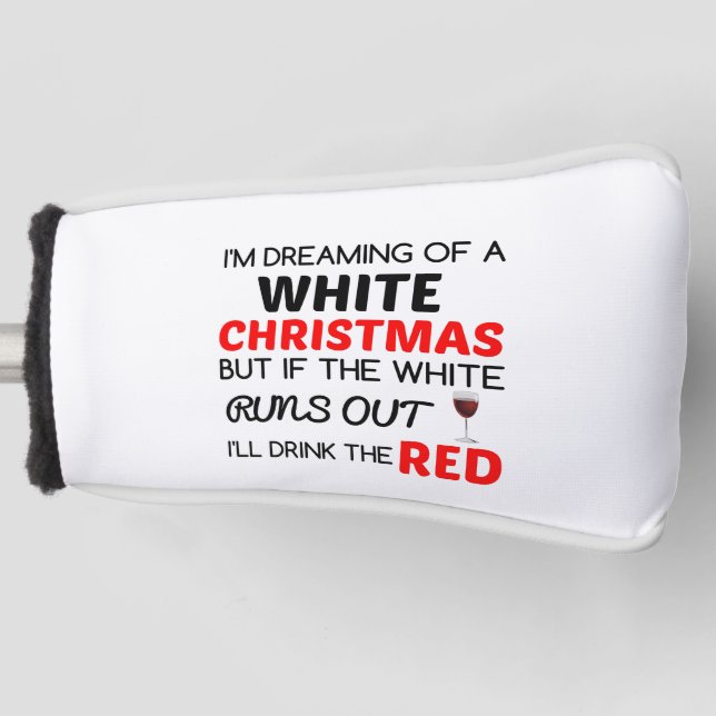 COUVRE-CLUB DE GOLF VIN ROUGE DE NOËL BLANC (Devant)