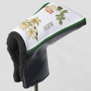 Couvre-club De Golf Vintage Fleurs couverture monogramme personnalisée