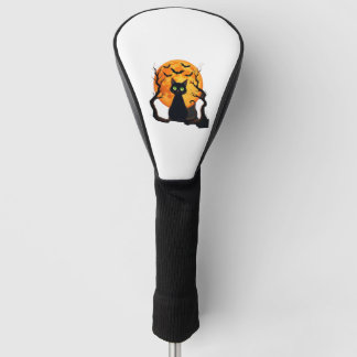 Couvre-club De Golf Vintage Scary Christmas Cat Costume Retro Cat Moon