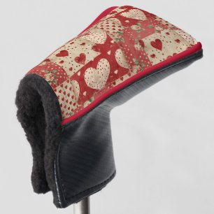 Couvre-club De Golf Vintage Shabby Chic Red Patchwork Motif