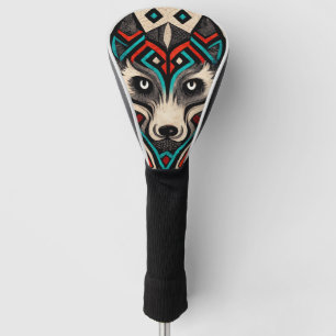 Couvre-club De Golf Visage de loup aztèque