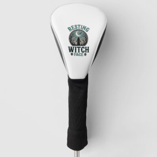 Couvre-club De Golf Visage de sorcière au repos design Halloween vinta