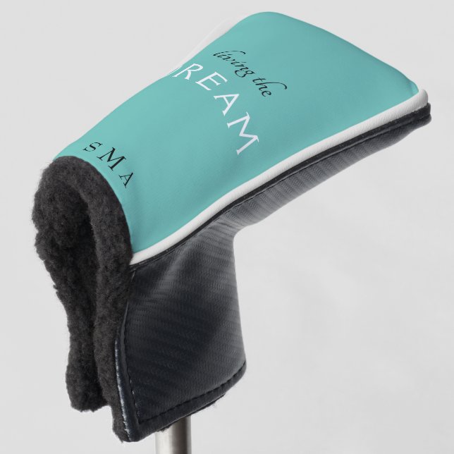 Couvre-club De Golf Vivre le rêve Monogramme Turquoise (Devant 3/4)