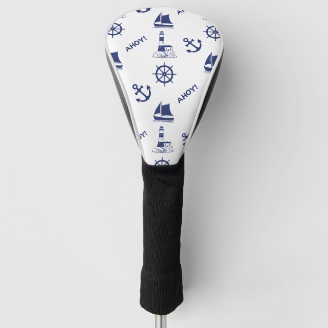 Couvre-club De Golf Voile Motif illustratif Marine Bleu+Blanc (Devant)