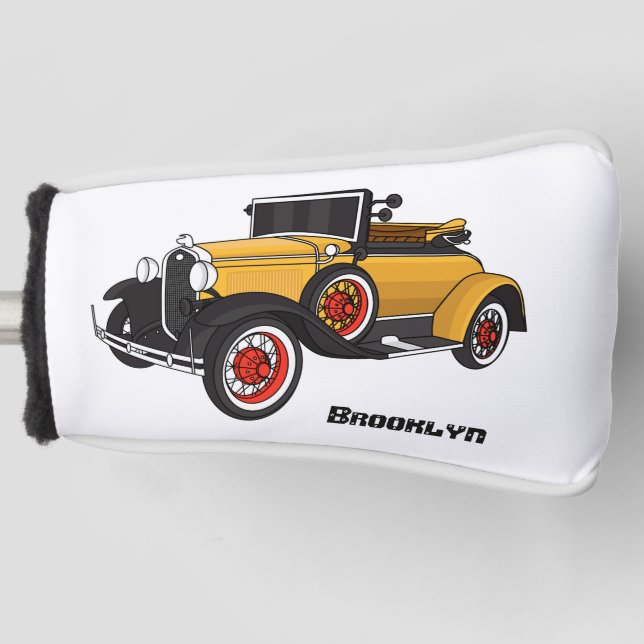 Couvre-club De Golf Voiture jaune classique 1931 (Devant)