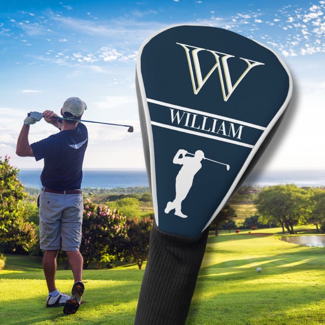 Couvre-club De Golf Volant de golf Monogramme bleu marine personnalisé (Créateur téléchargé)