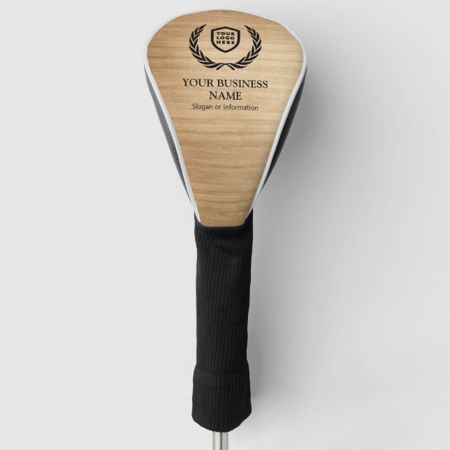 Couvre-club De Golf Votre entreprise de logo | Bois minimal (Devant)