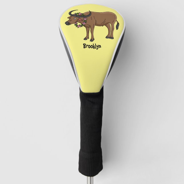 Couvre-club De Golf Water buffalo with flowers (Devant)