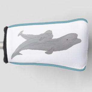 Couvre-club De Golf Watercolor Ocean Animal Mother Baby Beluga Whale