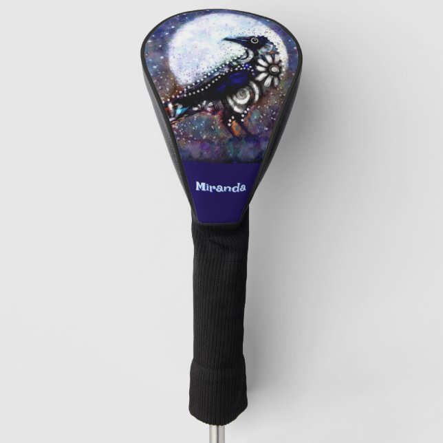 Couvre-club De Golf Whimsical Raven Moon Floral Personnalisé (Devant)
