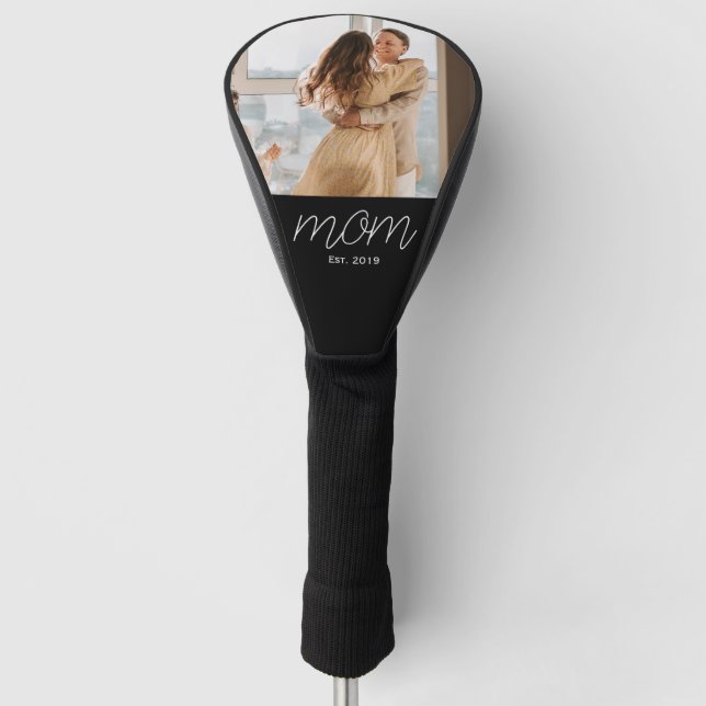 Couvre-club De Golf White Script Established Mom Black Customizable  (Devant)