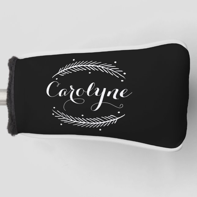 Couvre-club De Golf Wreath d'hiver Whimsical Black Personnalisé I (Devant)