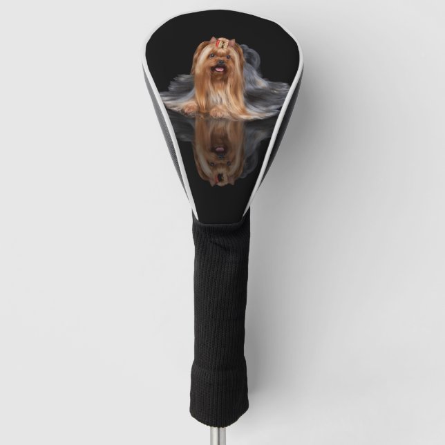 Couvre-club De Golf Yorkshire Terrier sur le noir (Devant)