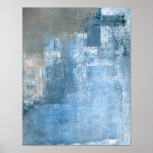 'Cove' Blue and Grey Abstract Art Poster Print
