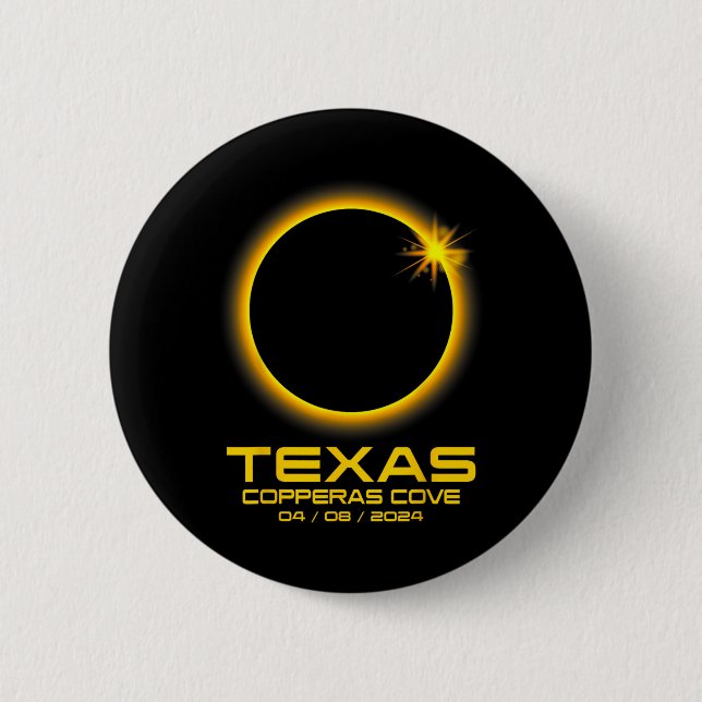 Cove Texas Tx Total Solar Eclipse 2024  2 Inch Round Button (Front)