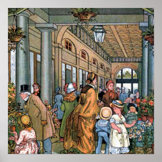 "Covent Garden, London" Vintage Illustration Poster