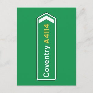 Coventry, UK Road Sign Postcard