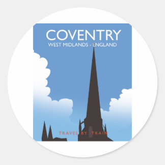 Coventry West Midlands England Train travel poster Classic Round Sticker