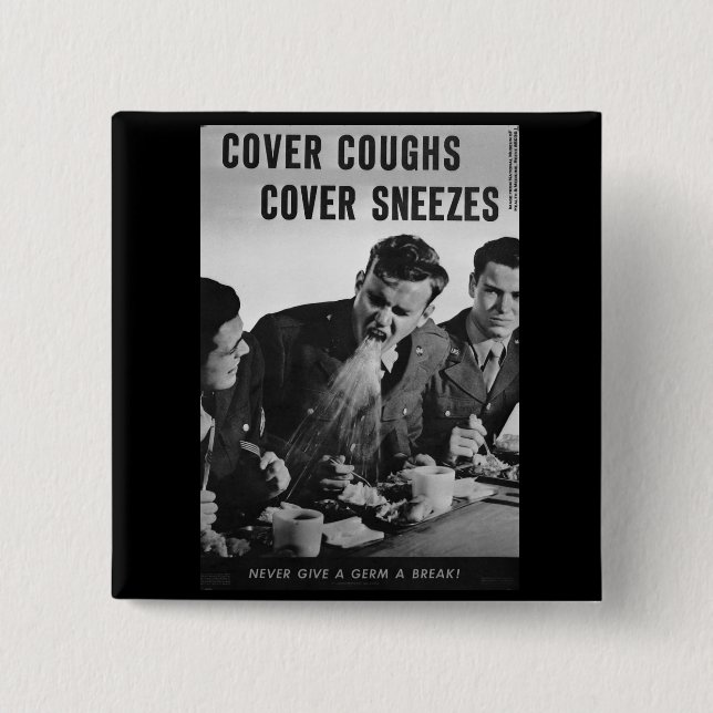 Cover coughs cover sneezes 2 inch square button (Front)