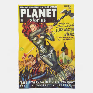 COVER DESIGN OF A 1950's SCI FI PULP PUBLICATION Kitchen Towel