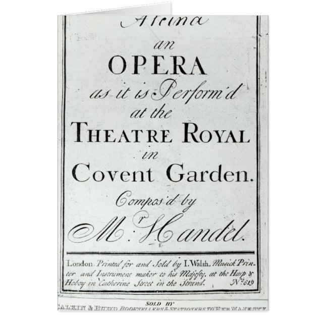 Cover of Sheet Music for Alcina (Front)