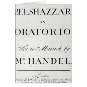 Cover of the score for Belshazzar by Handel