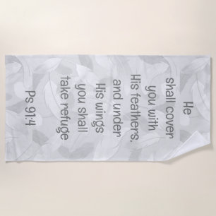 Cover You With His Feathers Bible Quote Ps 91:4 Beach Towel