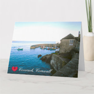 Coverack Harbour Post Office & Fishing Boat Photo Card