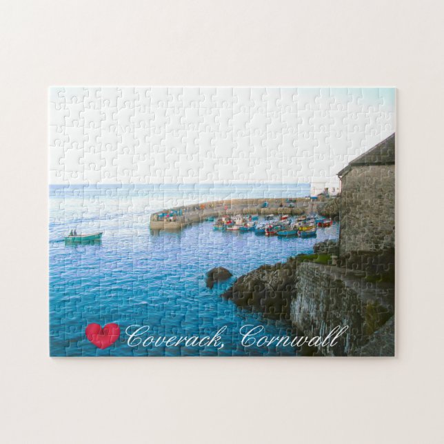 Coverack Harbour Post Office & Fishing Boat Photo  Jigsaw Puzzle (Horizontal)
