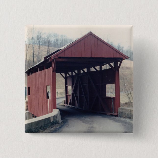 Covered Bridge 2 Inch Square Button (Front)