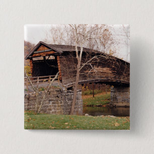 Covered Bridge 2 Inch Square Button