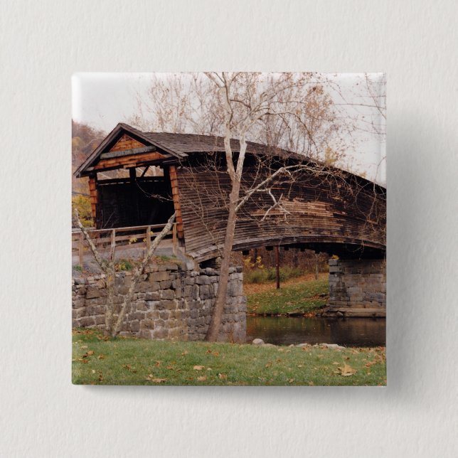 Covered Bridge 2 Inch Square Button (Front)
