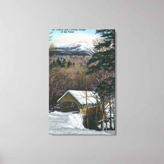 Covered Bridge at Flume in Winter Canvas Print (Front)