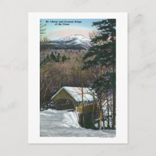 Covered Bridge at Flume in Winter Postcard