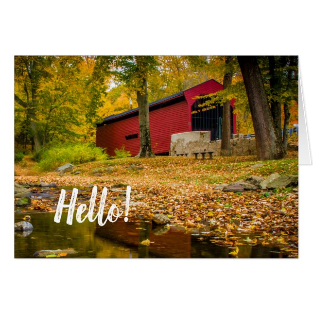 Covered Bridge Bartrams Penn Hello Blank Note Card (Front Horizontal)