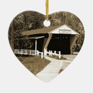 Covered Bridge Ceramic Ornament