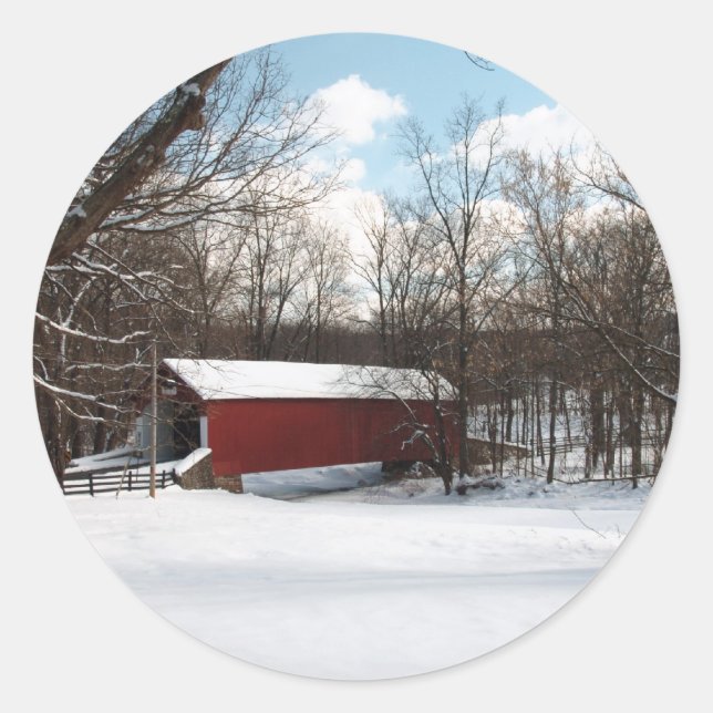 Covered Bridge Classic Round Sticker (Front)
