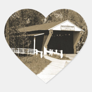 Covered Bridge Heart Sticker