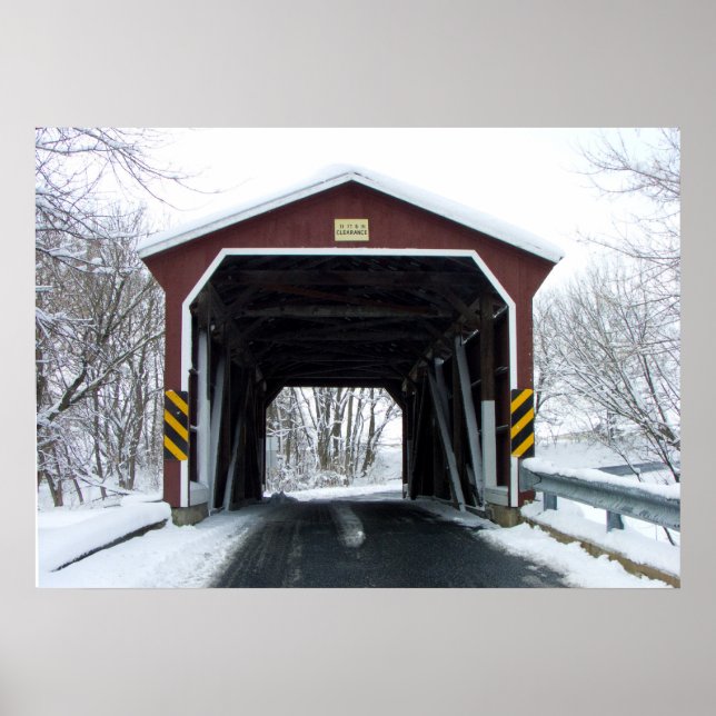 Covered Bridge in Snow Poster (Front)
