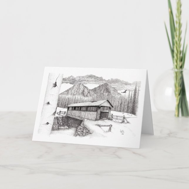 Covered Bridge in the Snow Card (Front)