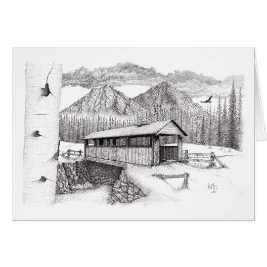 Covered Bridge in the Snow Card