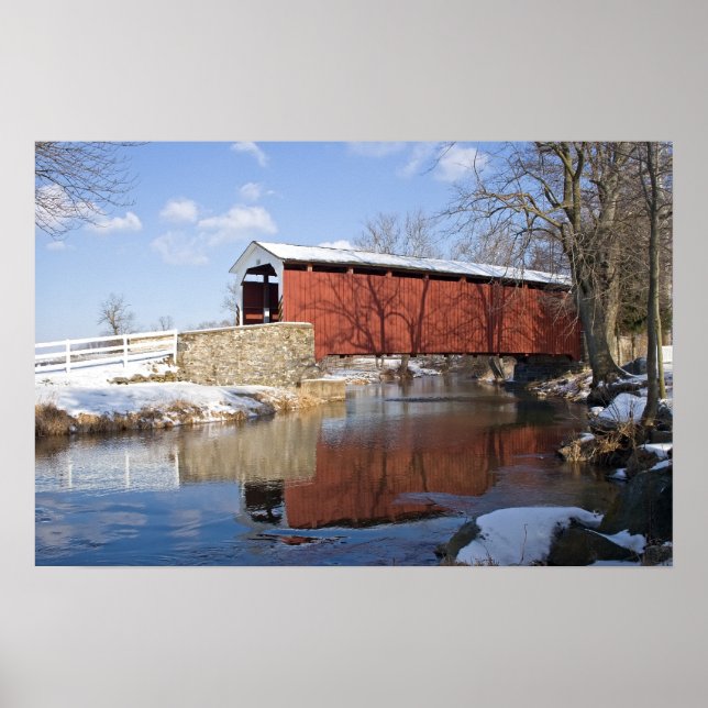 Covered Bridge in Winter Poster (Front)