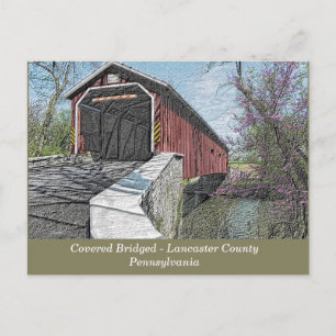Covered Bridge - Lancaster, PA - postcard