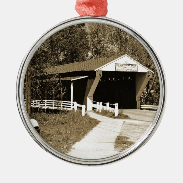 Covered Bridge Metal Ornament (Front)