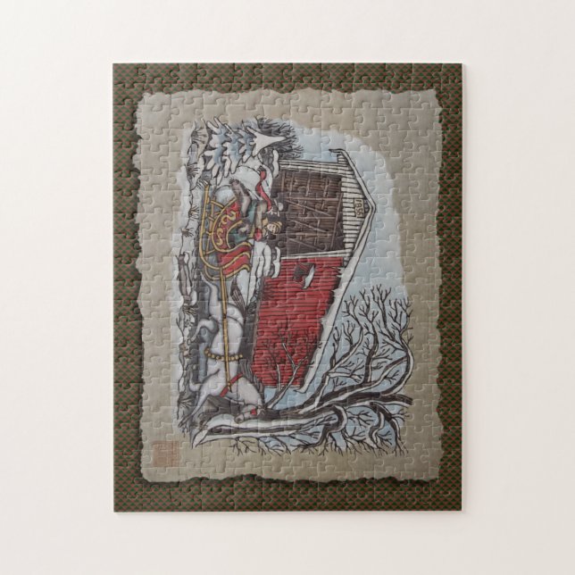 Covered Bridge & Sleigh Jigsaw Puzzle (Vertical)