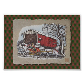 Covered Bridge & Sleigh Photo Print